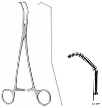 Product Vet Spectrum Debakey Satinsky Tangential Occlusion Clamp, 9" (23cm), Atraumatic Jaws, 68mm Jaw Length | SAH.739776 Image