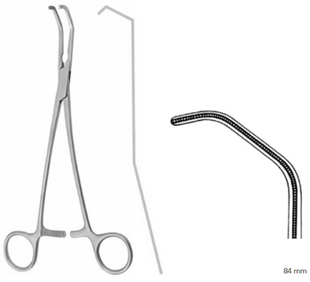 Product Vet Spectrum Debakey Satinsky Tangential Occlusion Clamp, 9.5" (24cm), Atraumatic Jaws, 84mm Jaw Length | SAH.739778 Image