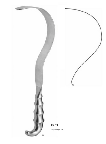 Product Vet Spectrum Deaver Retractor, 12.25" (31cm), Grip Handle, 25mm Working End Width | SAH.760303 Image