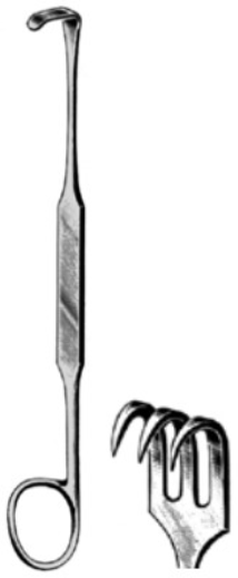 Product Vet Spectrum Meyerding Finger Retractor, 7" (18cm), 10x4mm Tip,3 Sharp Prongs | SAH.761215 Image