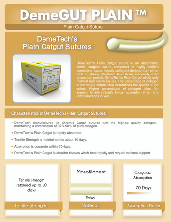 Product DemeTECH Chromic Catgut, 75cm Long, Brown, 2/0, 24mm Needle, 3/8 Circle, Reverse Cutting, DFS-1 | CC222024F4P Image