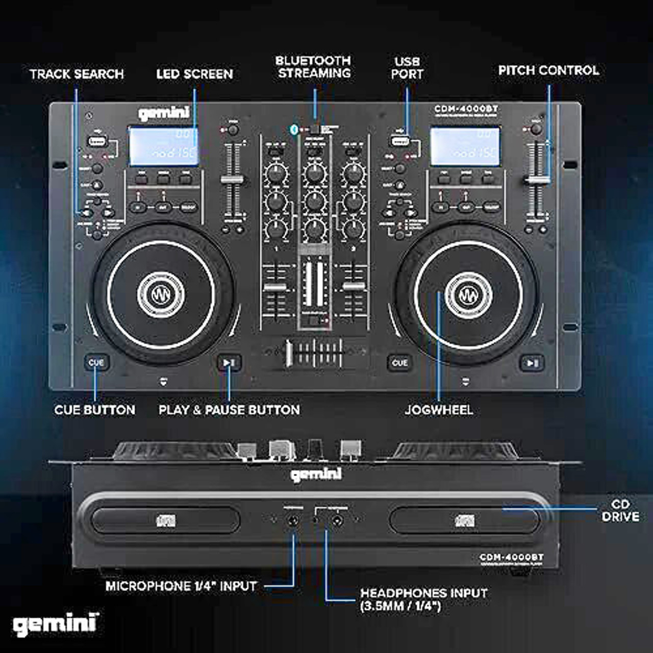 CDM-4000BT – Dual CD/USB Media Player + Bluetooth - Phantom