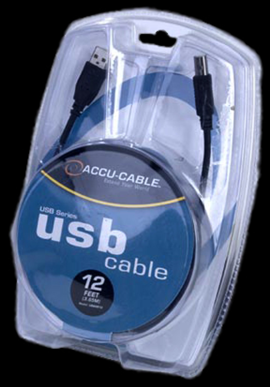 Accu Cable FT USB A to USB B Cable - USBAB12 - Phantom Dynamics | Nightclub Lighting | Lasers & Sound