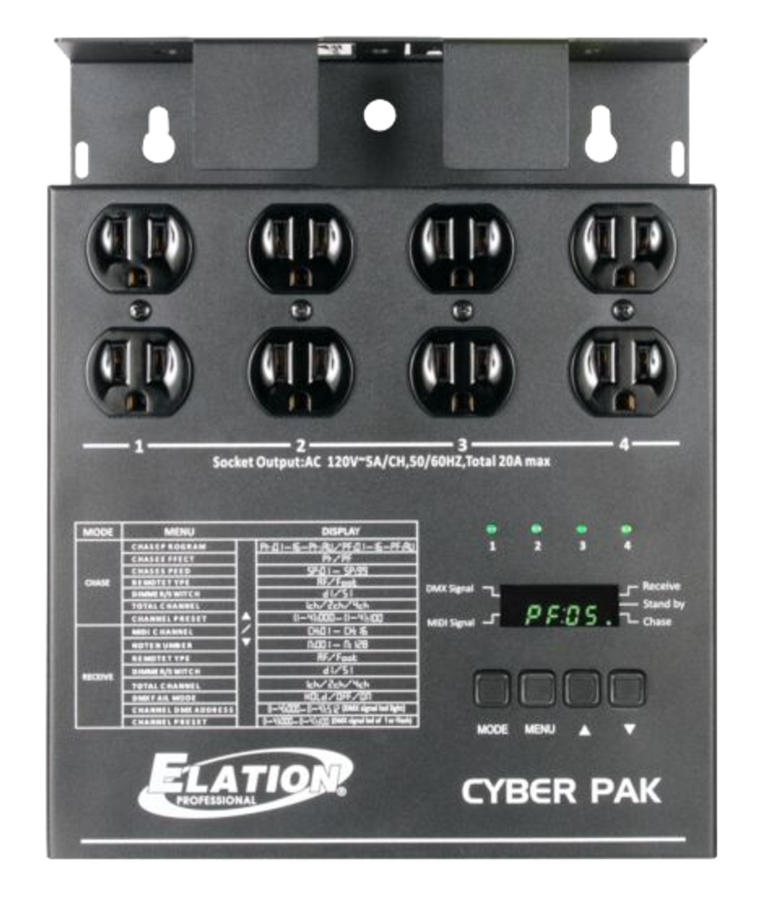 Elation CYBER PACK 20A / 4 Channel MIDI / Dimmer / Power Pack - Phantom  Dynamics | Nightclub Lighting | Lasers u0026 Sound