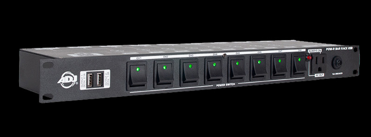 ADJ POW-R BAR Rack Mount USB Power Distribution w/ 3-prong Edison Sockets -  Phantom Dynamics, Nightclub Lighting