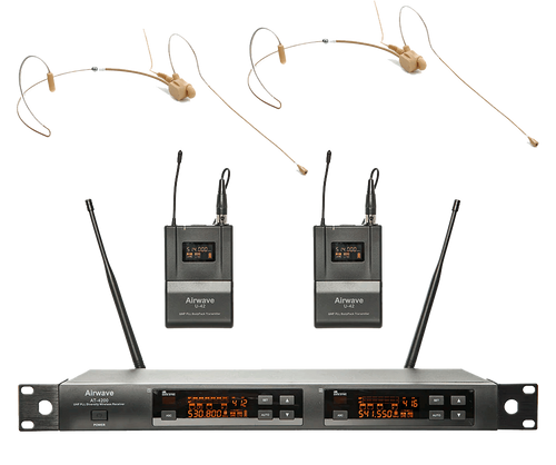 Airwave AT-4220 TITANIUM CLIP PAK 2 Channel Wireless Microphone System 