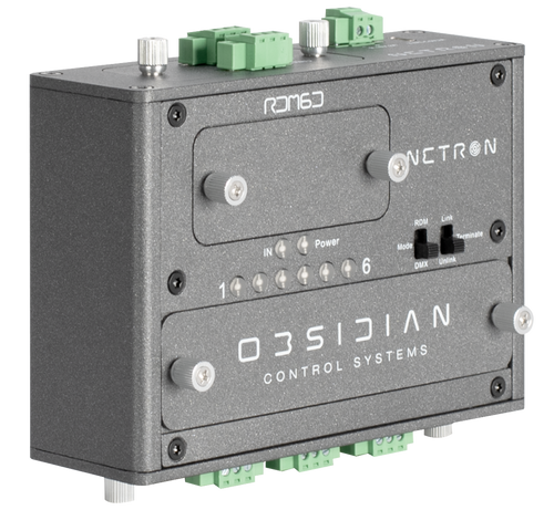Obsidian RDM6D / DMX / RDM Data Splitter / (RJ45 / Phoenix) DIN-Rail