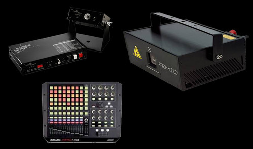 Laser Harp System w/ Laserworld RTI FEMTO RGB 7 Full Color Whitelight Laser Projector