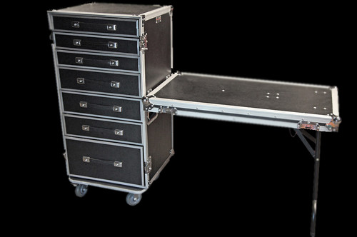 OmniSistem 7 Drawer DJ Table / Road Case Combo