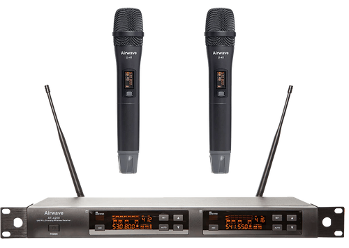 Airwave AT-4210 144 Channel UHF Dual Channel 2 Handheld Wireless Microphone System