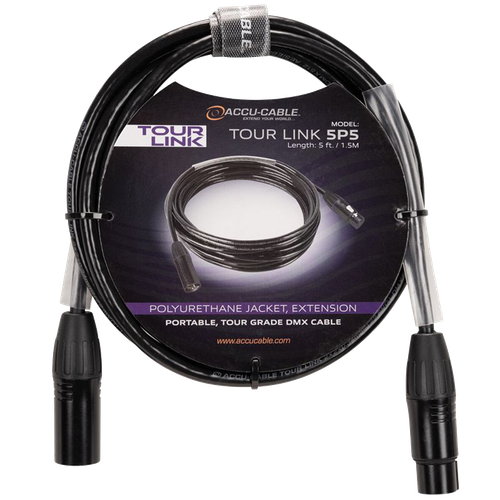 ADJ Tour Link 5P / 5-pin Male to 5-pin Female DMX Cable / 5FT - 100FT
