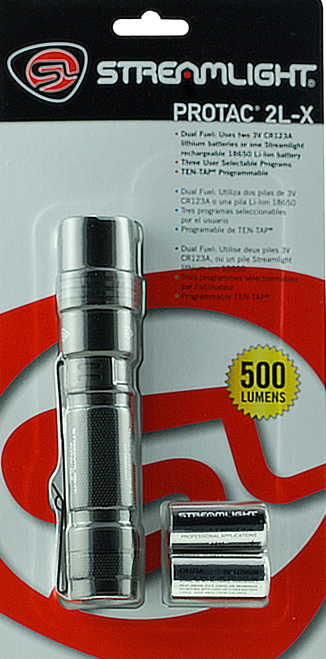 Streamlight ProTac 2L-X Tactical Flashlight with 500 Lumens, 5.14" Length, Black Anodized