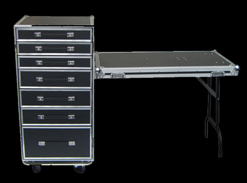 OmniSistem 7 Drawer DJ Table / Road Case Combo