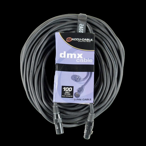 Accu Cable 100 Ft DMX Cable - 5-pin Male to 5-pin Female / AC5PDMX100