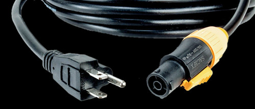 ADJ SIP1MPC10 is a 50FT IP65 Power Twist Lock to 3-Prong Edison Plug Cable.