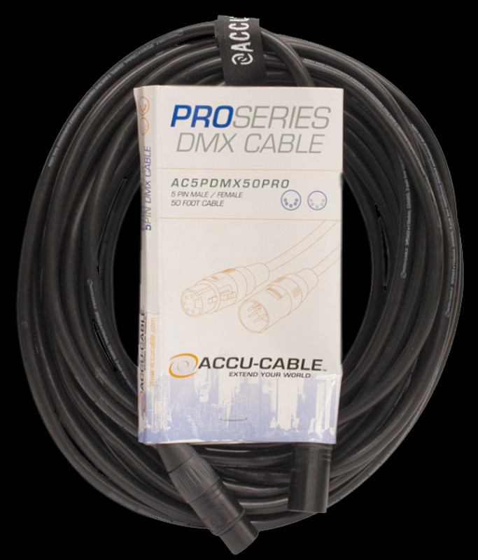 Accu Cable 50 Ft DMX Cable - 5-pin Male to 5-pin Female / AC5PDMX50PRO