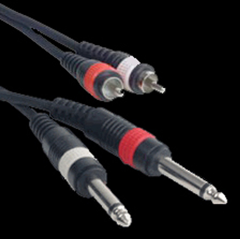 Accu Cable Dual RCA to Dual 1/4" Jack Patch Cord - 6 Ft