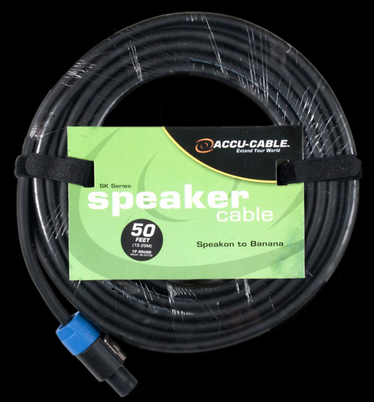 Accu Cable SK-5012B Speakon to Banana Jack / 50 FT 12 Gauge