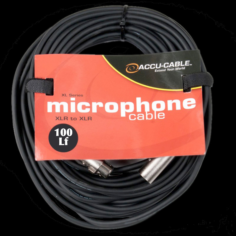 Accu Cable XL-100 XLR M/F Microphone Cable - 100Ft