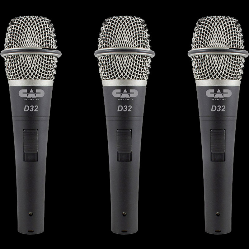 CAD D32 Supercardioid Dynamic Vocal Microphone w/ On / Off / 3 Pack