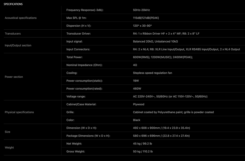 Beta 3 600W Powered Line Array Speaker / Subwoofer / B3-R4/R8-B ...