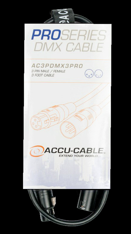 Accu Case 3' DMX Cable / 3-pin Male to 3-pin Female