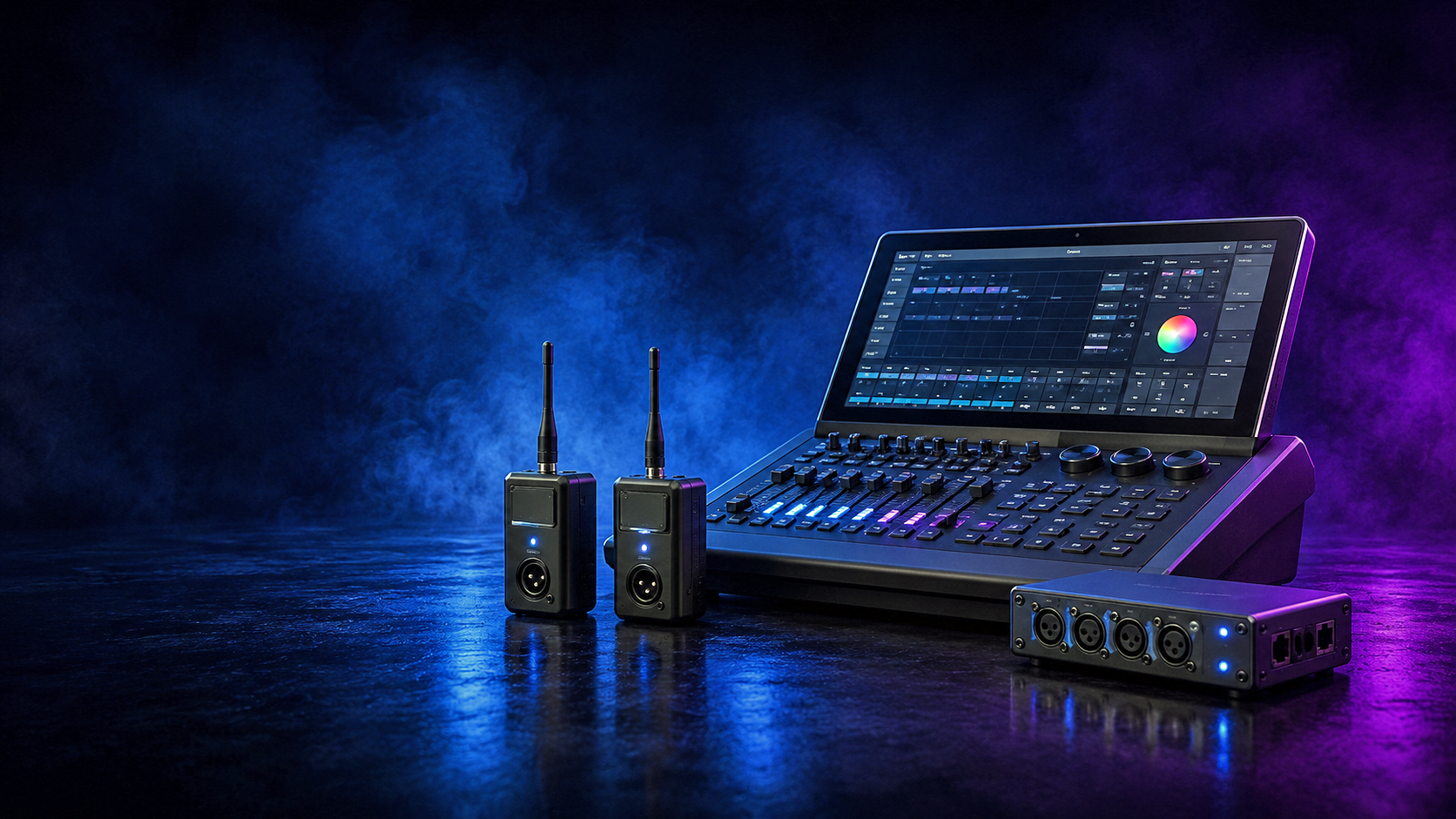 DMX controllers, wireless DMX, dimmers, splitters, and lighting control equipment
