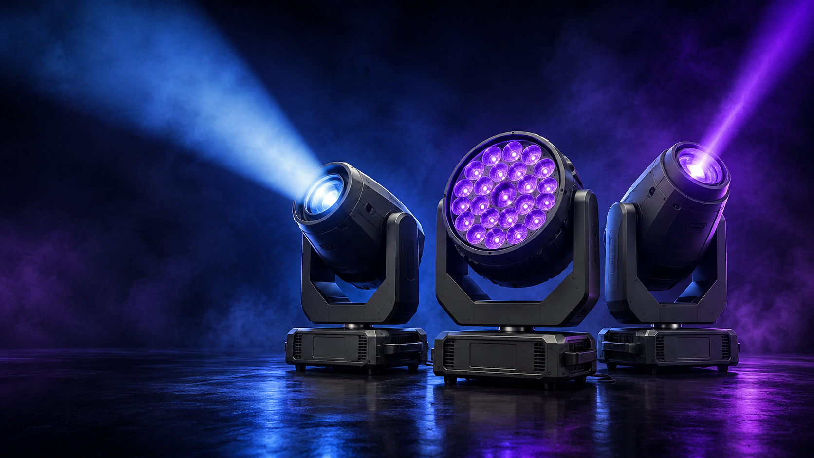 Moving head lights for DJs, clubs, stages, and events