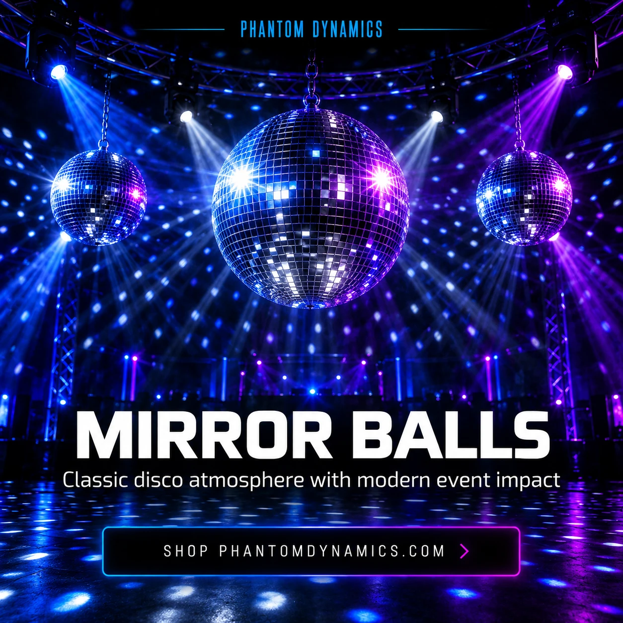 Phantom Dynamics mirror balls disco lighting and event effects