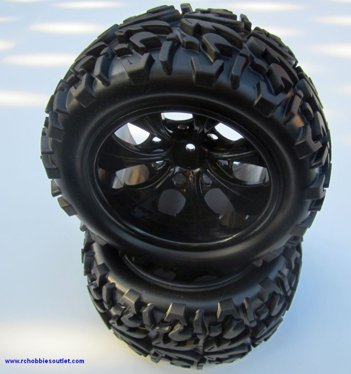 20126 1/10 Monster Truck Wheel, Tire and Black Rim Complete ( 2 PC) 08010