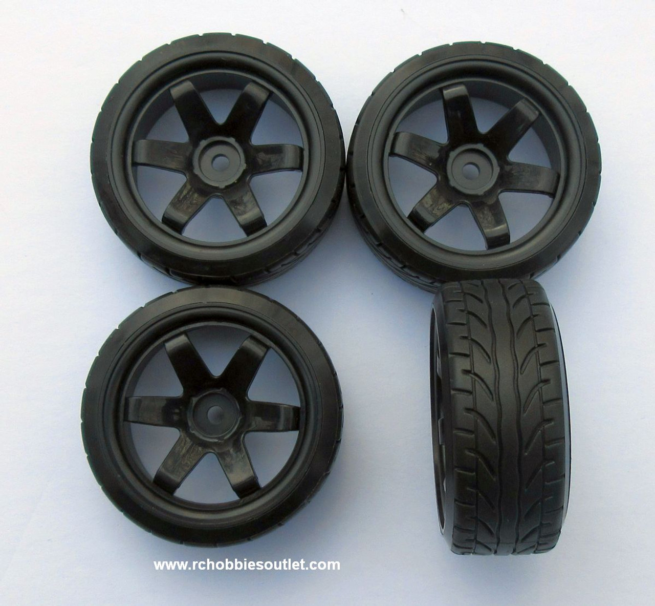  07003 1/10 Scale Drift Tires / Wheels Complete  Black ( 4 wheels)