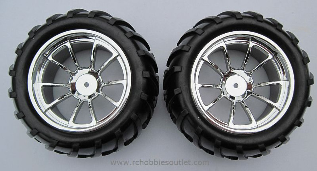 08010 1/10 MONSTER TRUCK WHEEL, TIRE AND RIM COMPLETE ( 2 PC) HSP, Redcat