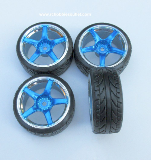 07003 1/10 Scale Drift Tires / Wheels Complete  Blue ( 4 wheels)