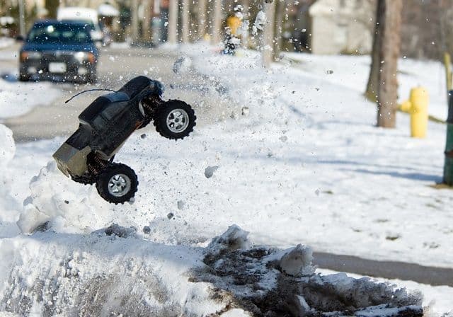 remote control car in snow