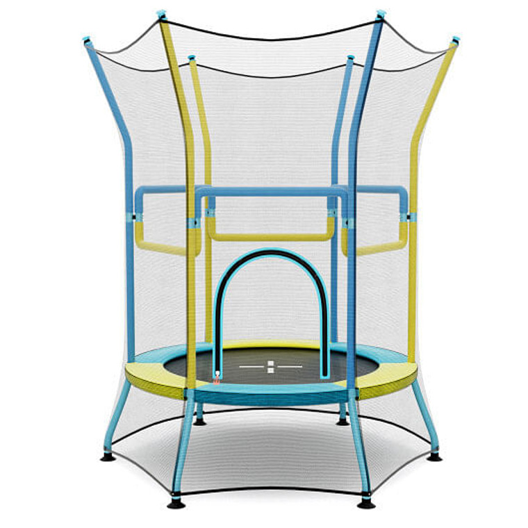 Mini Trampoline for Kids with Safety Enclosure Net and Foam Handles-Yellow - Color: Yellow D681-TW10105YE