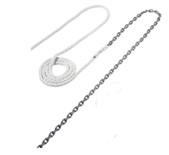 Maxwell 25' of 3/8" HT Chain Splice to 250' of 5/8" Nylon Brait Line RODE60