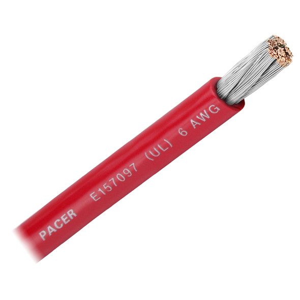 Pacer Red 6 AWG Battery Cable - Sold By The Foot WUL6RD-FT