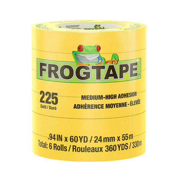 FrogTape CP 225 Medium-High Adhesion Masking Tape - 24MM x 55M x 6-Pack - Gold - Rated for 225&deg;F 105320