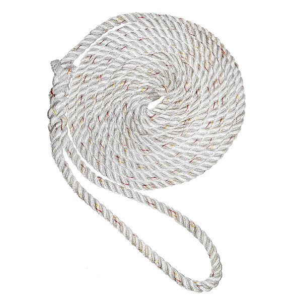 New England Ropes 3/4" Premium 3-Strand Dock Line - White w/Tracer - 25&#39; C6050-24-00025