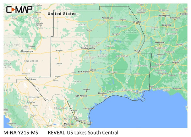 C-MAP Reveal Inland US Lakes South Central M-NA-Y215-MS