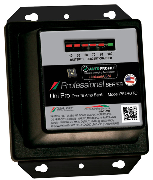 Dual Pro PS1AUTO  Battery Charger, Auto Profile 1 Bank 15 Amps PS1AUTO