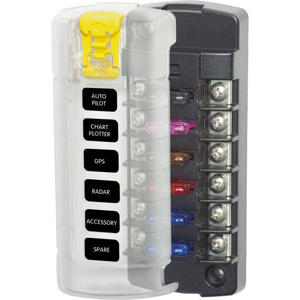 Blue Sea 5035 ST Blade Fuse Block w/Cover - 6 Circuit Independent w/o Negative Bus 5035