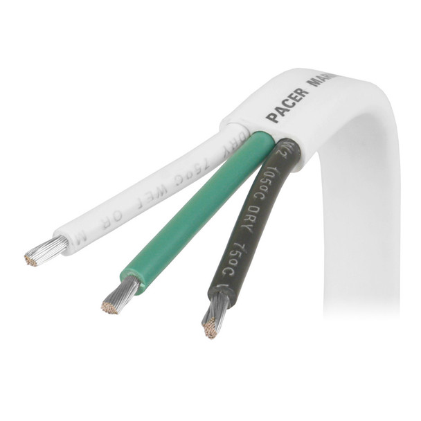 Pacer White Triplex Cable - 14/3 AWG - Black/Green/White - Sold by the Foot W14/3-FT