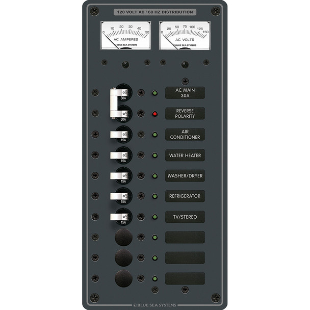 Blue Sea 8074 AC Main +8 Positions Toggle Circuit Breaker Panel - White Switches 8074