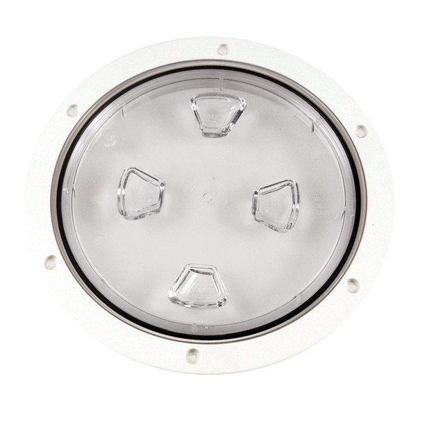 Beckson 8" Clear Center Screw-Out Deck Plate - White DP80-W-C