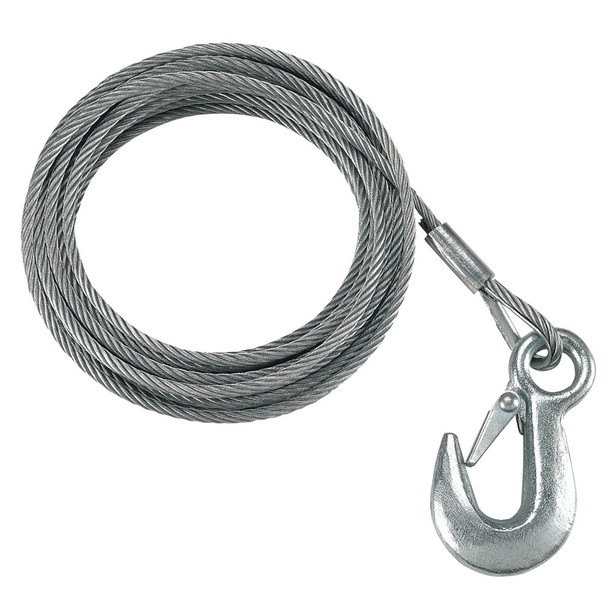 Fulton 7/32" x 50' Galvanized Winch Cable and Hook - 5,600 lbs. Breaking Strength WC750 0100