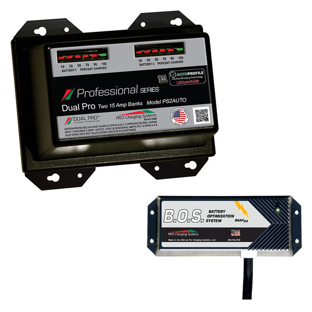 Dual Pro PS2 Auto 2 Bank Battery Charger w/2 Bank B.O.S. PS2AUTO/BOS12V2