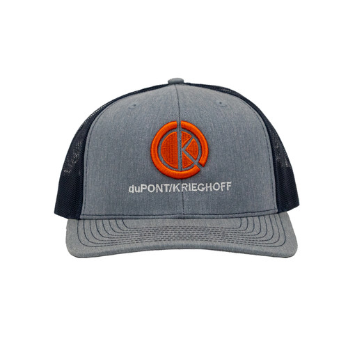 dK Grey Richardson Hat with Black Back and Orange Logo