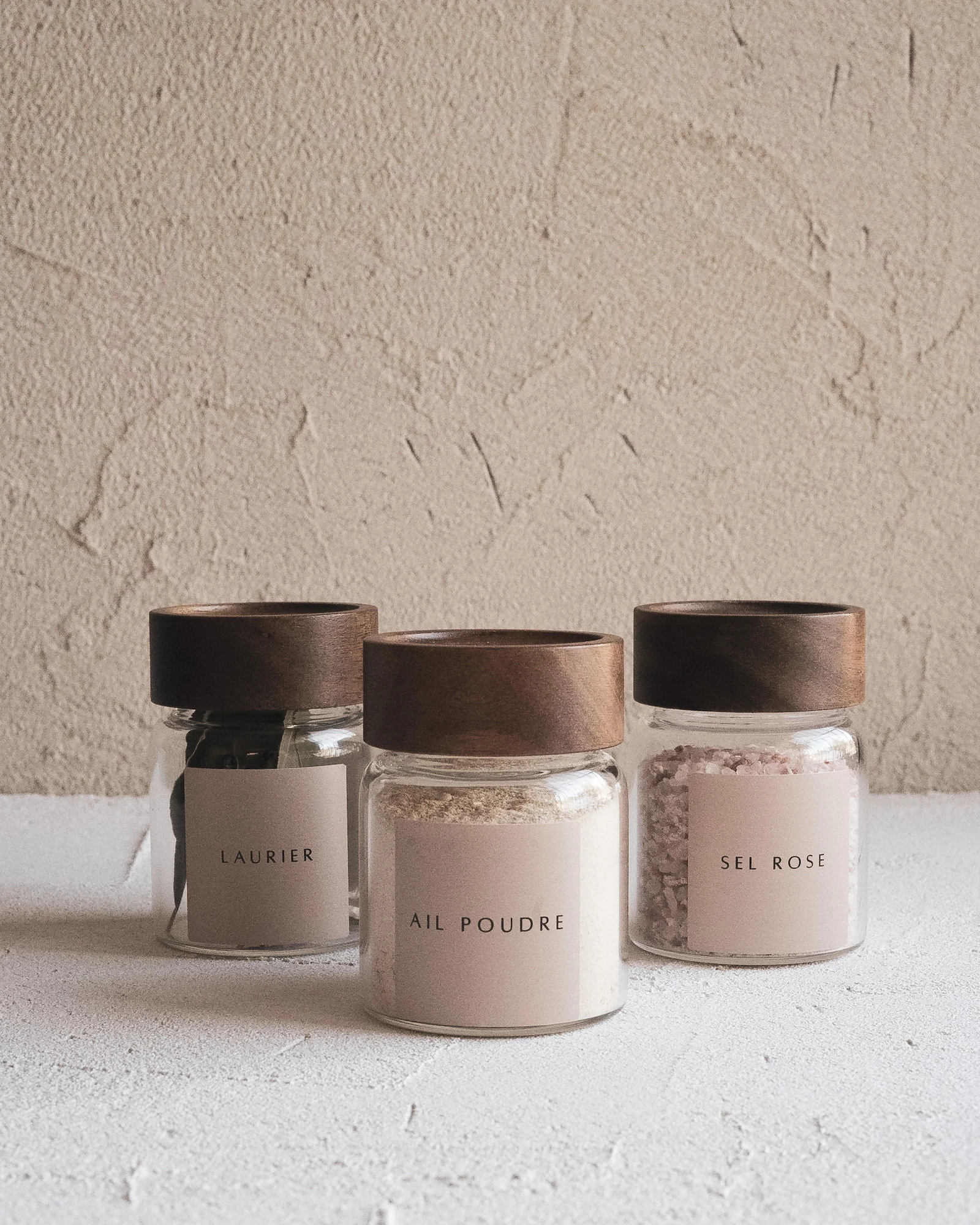 Pots à épices en verre — couvercle bois ou métal