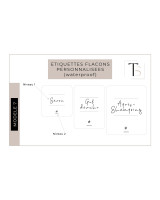Modèle 7 d'étiquette waterproof pour distributeur de savon : Savon, Gel douche et Après-shampoing en écriture manuscrite, niveaux 1 et 2 annotés